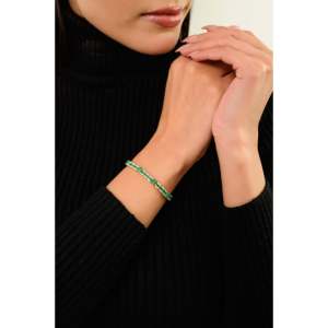 Bracelet tennis tendance 5,75 CTW en or 14 carats avec émeraudes vert forêt et diamants - Product Image 6