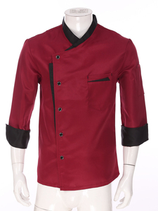 Veste de chef blanche pour homme, manches longues, en coton, boutonnée, pour uniformes de restaurant et de bar - Product Image 4