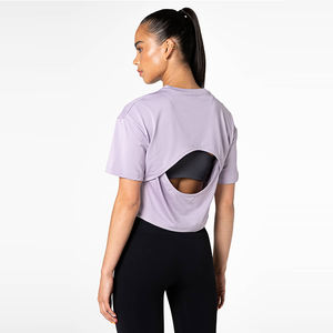 เสื้อครอปท็อปผ้าฝ้ายอัดแน่น แห้งเร็ว ทรงเข้ารูป น้ำหนักเบา สำหรับออกกำลังกายและวิ่งสำหรับผู้หญิง รุ่นใหม่ล่าสุดประจำฤดูร้อน - Product Image 6