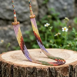 Multi Color CZ Beads 5 Layer <b>Necklace</b> Gold Plated <b>Layered</b> Statement Jewelry for Women Indian Wedding Party <b>Fashion</b> Jewelry - Product Image 4
