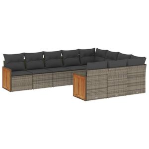 Conjunto de Sofás Modulares de Jardín en Ratán Sintético Gris, Sofá Esquinero con Muebles de Jardín - Product Image 2