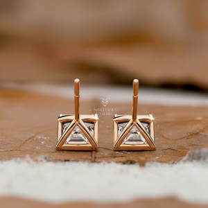 Pendientes de Oro Sólido de 14K/18K con Diamantes de Laboratorio CVD/HPHT de 1ct, 1.5ct, 2ct, Corte Princesa, Engastados en Bisel - Product Image 3