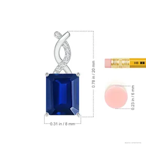 Pendentif en or pur 18 carats 8x6MM 1,5 carats avec saphir bleu et diamant entrelacé 0,04 carats, haute qualité, personnalisé, pour soirée - Product Image 3