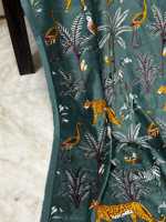Tissu en velours de coton imprimé léopard, tissu de luxe pour ameublement, matelassage et décoration, vert sarcelle