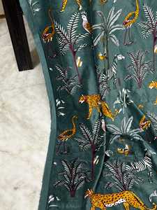 Tela de Terciopelo de Algodón con Estampado de Leopardo, Tapicería de Lujo, Acolchado y Decoración, Tela de Terciopelo de Algodón Verde Azulado, Tapicería de Lujo, Acolchado - Product Image 4