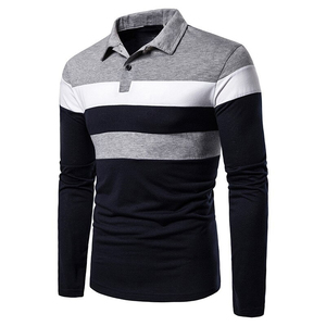 Polo de Manga Larga Transpirable para Hombre, Polo con Bloques de Color, Polo de Punto a Rayas, Estilo Casual, Polo de Manga Larga Regular - Product Image 2
