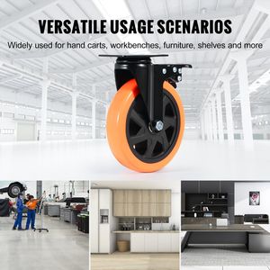 Set di 4 Ruote Girevoli per Carichi Pesanti, Capacità 700 Libbre, 6 Pollici, con Blocco di Sicurezza A/B, Silenziose, Ruote in PVC, 700 Ruote Girevoli - Product Image 6