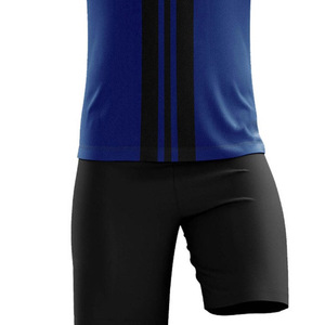 Uniforme de Balonmano Personalizado para Hombre, Color Azul y Negro a Rayas, 100% Poliéster, Impresión por Transferencia de Calor, Cuello en V, Secado Rápido - Product Image 5
