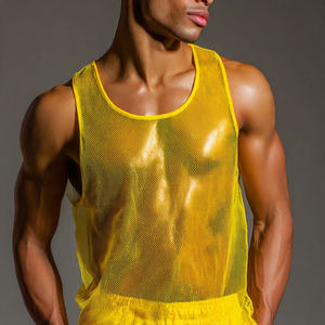 Camisetas de malla transparente OEM de secado rápido con cuello cuadrado, camisetas sin mangas transparentes para playa, camisetas de malla transparente de secado rápido para hombre - Product Image 6