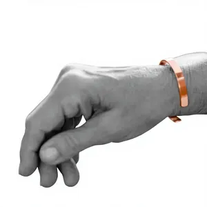 Premium Minimalist Polished Flat Cuff Copper Therapy Bracelet Fashionable Metal Jewelry Exquisite Design - Product Image 1