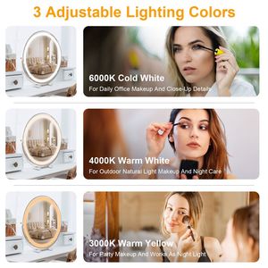 Specchio da Trucco LED Grande da 19 Pollici con Luce Halo Dimmerabile, 3 Colori di Illuminazione, Controllo Touch a 360 Gradi per la Luminosità - Product Image 2