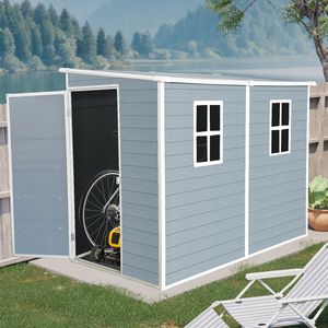 4x8 piedi capannone esterno grigio con pavimento impermeabile a due finestre porte chiudibili a chiave per PatioYard e materiale in resina per prato - Product Image 1