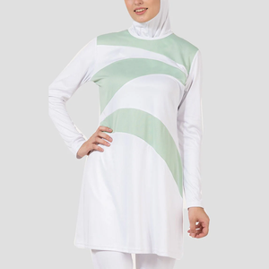 Maillots de bain islamiques pour femmes, très demandés, couleur personnalisée, une pièce, coupe haute, imprimé devant, burkinis musulmans, Spandex/Nylon respirant - Product Image 3