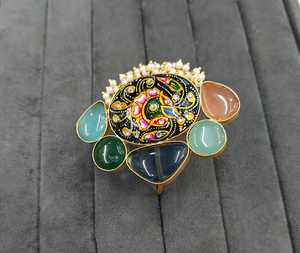 Pulsera de perlas Aqua Stone Karigari Tanjore, fabricación india AD Brass Trend para ropa de fiesta de boda para mujer - Product Image 1