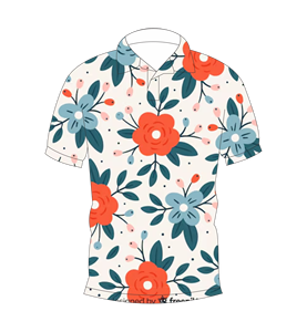 Camisa polo con estampado floral en azul, naranja y blanco para hombre, camiseta informal de manga corta a la moda de verano - Product Image 4