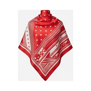 Women's Square Silk <b>Scarf</b> <b>Red</b> White Stars Geometric Print Elegant Multi-Functional Fashion Accessory All Seasons - Product Image 3