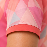 Polo à manches courtes pour femme, rose corail, à facettes géométriques, avec logo personnalisé, séchage rapide, sublimation, vêtements de sport pour le golf