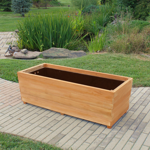 Jardinière d'extérieur moderne et minimaliste en bois de teck avec trou de drainage, résistante à la rouille, pour un design haut de gamme de jardin et d'hôtellerie - Product Image 3