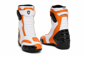 Botas de Motociclismo Dumela, Color Naranja y Blanco, de Cuero Genuino, Transpirables, Impermeables, Protectoras, para Todas las Estaciones, Deportivas - Product Image 1