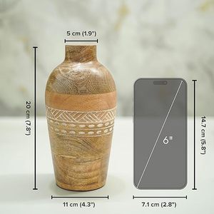Vase décoratif en bois moderne fait main, écologique, pour table, porte-fleurs, cadeau pour la décoration de la maison ou de mariage - Product Image 3