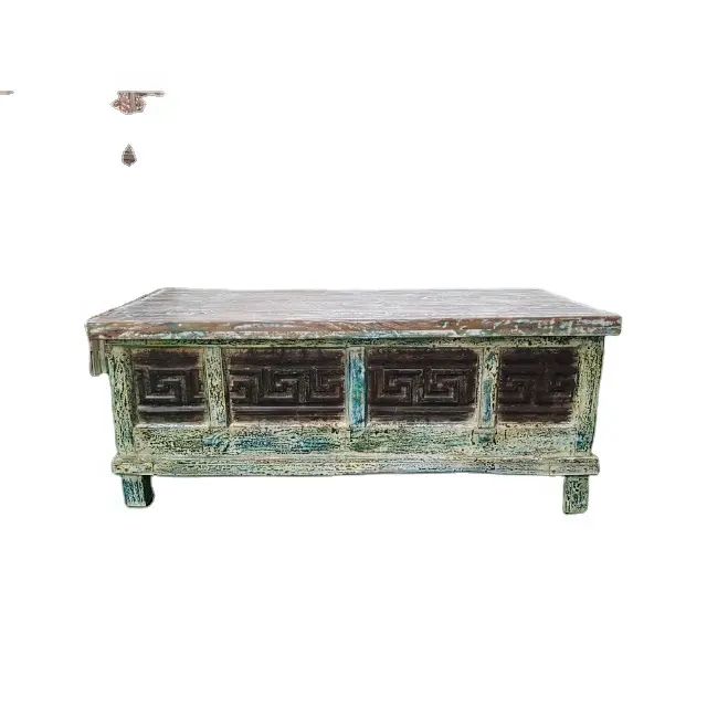 Furnitur Antik Kotak Selimut Kayu atau Kopi Ukiran Kayu Selimut Dada Buatan Tangan Penyimpanan Kotak Bagasi