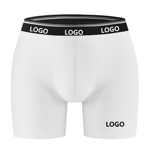 Calzoncillos bóxer rojos de algodón para hombre con logotipo personalizado en la cintura, ropa interior con logotipo de marca, pantalones cortos para hombre, MOQ bajo - Product Image 3