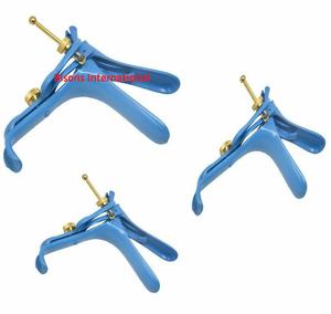 Juego de Espéculos Vaginales Manuales de Acero Inoxidable BISONS con Recubrimiento Azul para Procedimientos LEEP, 3 Piezas - Product Image 2