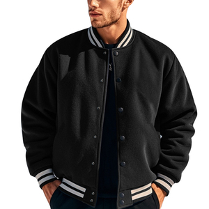 Chaquetas Varsity Personalizadas para Hombre, Estilo Bomber Vintage, con Cuello Camisero, Bordado Chenille, Bloques de Color Verde, para Invierno - Product Image 2