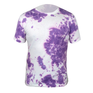 Camiseta Tie Dye para Hombre, Manga Corta, Cuello Redondo, Informal, Tejida, con Patrón Morado y Blanco, Corte Regular - Product Image 1