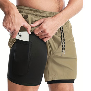 Best Quality Double-<b>layer</b> Sports Shorts with Drawstring for Summer Fitness Training and Fashionable Sports Shorts - Product Image 1