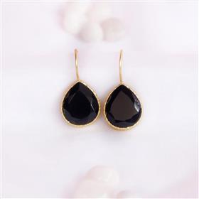 BLACK MONALISA PEAR SHAPE GEMSTONE 925 STERLING <b>SILVER</b> <b>DANGLE</b> <b>EARRINGS</b> BLACK MONALISA GEMSTONE <b>EARRINGS</b> WITH TRENDY DESIGN - Product Image 5