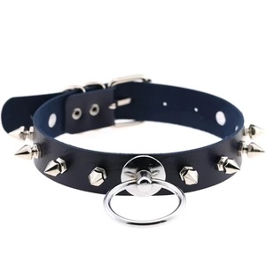 Spike Rivet Star Necklaces <b>Collares</b> Hip Hop Rock Black Bowknot PU Lace <b>Leather</b> Sexy Buckle For Punk Rock Style With Silver - Product Image 6
