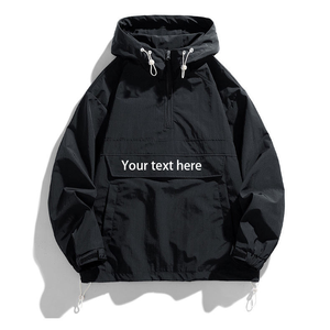 Chaqueta Cortavientos Anorak Personalizada para Hombre, Fabricantes, Cierre de Cremallera 1/4, Nailon Impermeable, Logotipo OEM, Repelente al Agua - Product Image 4
