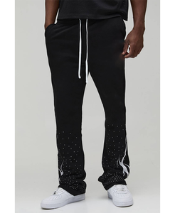 Pantalones Deportivos Personalizados de Felpa Francesa con Estampado 3D en Relieve para Hombre, con Decoración de Pedrería, Algodón Sostenible, Cintura Alta, Estilo Deportivo - Product Image 5