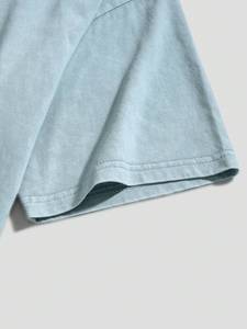 เสื้อยืดโอเวอร์ไซส์สีฟ้าอ่อน ผ้าฝ้าย 100% นุ่ม ระบายอากาศดี ทรงไหล่ตก สไตล์สตรีทแวร์ลำลอง เสื้อยืดฤดูร้อนสำหรับผู้ชาย - Product Image 4
