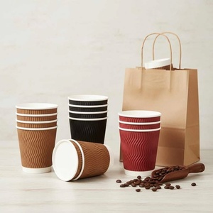 Vasos de Papel Azules Acanalados al por Mayor, Vasos Desechables para Café de 6oz, Vasos para Bebidas Calientes con Pared Acanalada para Cafeterías, Restaurantes y Comida para Llevar - Product Image 3