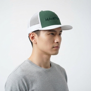 Men's Green White Trucker Cap Custom Embroidered Logo Mesh <b>Back</b> Baseball Hat Adjustable Outdoor Streetwear - Product Image 2