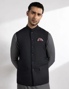 Gilet formel traditionnel ethnique d'été sans manches pour homme, multi-poches, confortable, imperméable, coupe-vent, respirant, 100% coton - Product Image 3