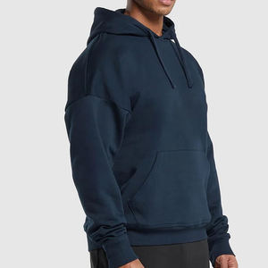 Men's <b>Navy</b> Blue Hooded Sweatshirt Regular Fit Cotton Fleece Casual Pocket Long Sleeve Autumn Wear 2027 - Product Image 5