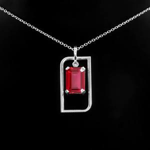 Colgante de Rubí Rojo en Plata de Ley 925, Amuleto Radiante Chapado en Oro de 14K, Joyería Hecha a Mano para Regalo de Compromiso - Product Image 4