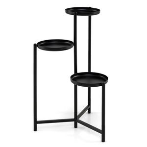 Espositore per Piante a 3 Livelli in Metallo Nero, Scaffale Angolare Antiruggine con Piedini Antigraffio - Product Image 4