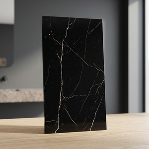 Azulejos de pared de suelo de porcelana Premium negra Roxy 60x120 aspecto de mármol de ónix pulido brillante 20mm de espesor para uso en el baño al aire libre - Product Image 3