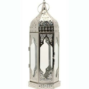 Lanterne suspendue en laiton de style marocain, finition or antique, lampe hurricane en métal pour la décoration du Ramadan - Product Image 2