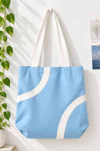 Sac fourre-tout en toile de coton rose réutilisable, sac à bandoulière avec sangle contrastante, idéal pour les courses, les voyages quotidiens et la plage, pour un usage quotidien - Product Image 4