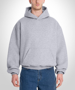 Sweat-shirts personnalisés OEM pour hommes, 380 GSM, épais, 100% coton, logo streetwear, coupe ample, à carreaux, sans doublure, avec poches kangourou, coupe carrée - Product Image 4