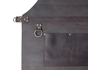Brown Leather Bib <b>Apron</b> Adjustable Strap Pocketed Sleeveless <b>Apron</b> for Kitchen Chef <b>Barista</b> Restaurant Use - Product Image 4
