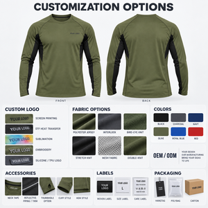 Camiseta Deportiva de Manga Larga para Hombre, Color Verde Oliva, de Secado Rápido, Corte Ajustado, Cuello Redondo, Estilo Deportivo, Logotipo Personalizado Impreso en la Parte Delantera - Product Image 1