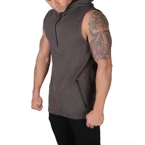 Men's Maroon <b>Sleeveless</b> Hooded Knitted Solid Color Casual Breathable Slim Fit Regular Length Autumn Wear <b>Hoodie</b> For Sale - Product Image 5