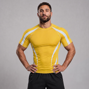 Maillot de compression à manches courtes personnalisé avec logo OEM pour hommes, imprimé par sublimation, pour MMA, boxe, entraînement en salle de sport, BJJ. - Product Image 2