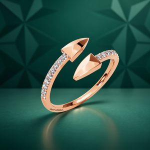 Anillo Abierto de Moda con Flecha Geométrica y Diamante Cultivado en Laboratorio para Mujer, Anillo de Compromiso o Aniversario en Oro de 10K, 14K, 18K, Plata 925, 935 - Product Image 1